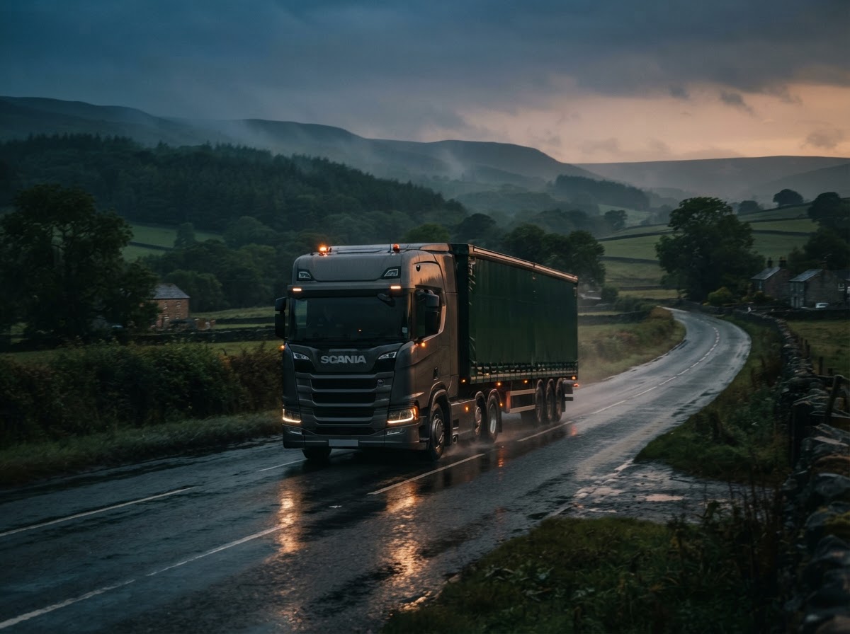 PrimeHaul truck travelling through the countryside